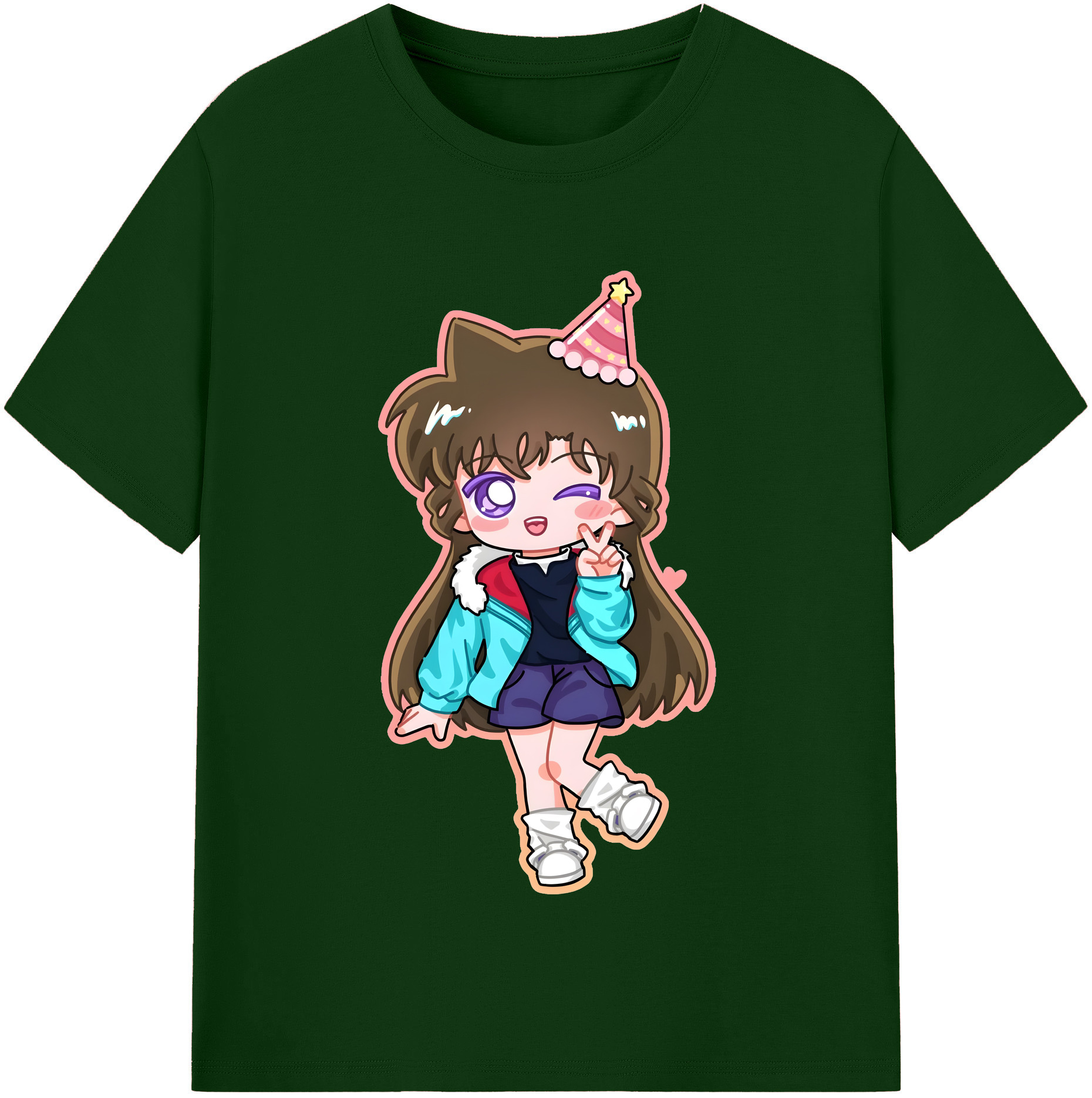 （画像用） 名探偵コナン 毛利 蘭 もうり らん、モーリ ラン Detective Conan Rachel Moore 綿100％半袖Tシャツ（フロントプリント）
